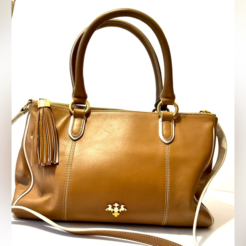 Prix De Dressage Brown leather with cream trim shoulder bag/handbag

(F)